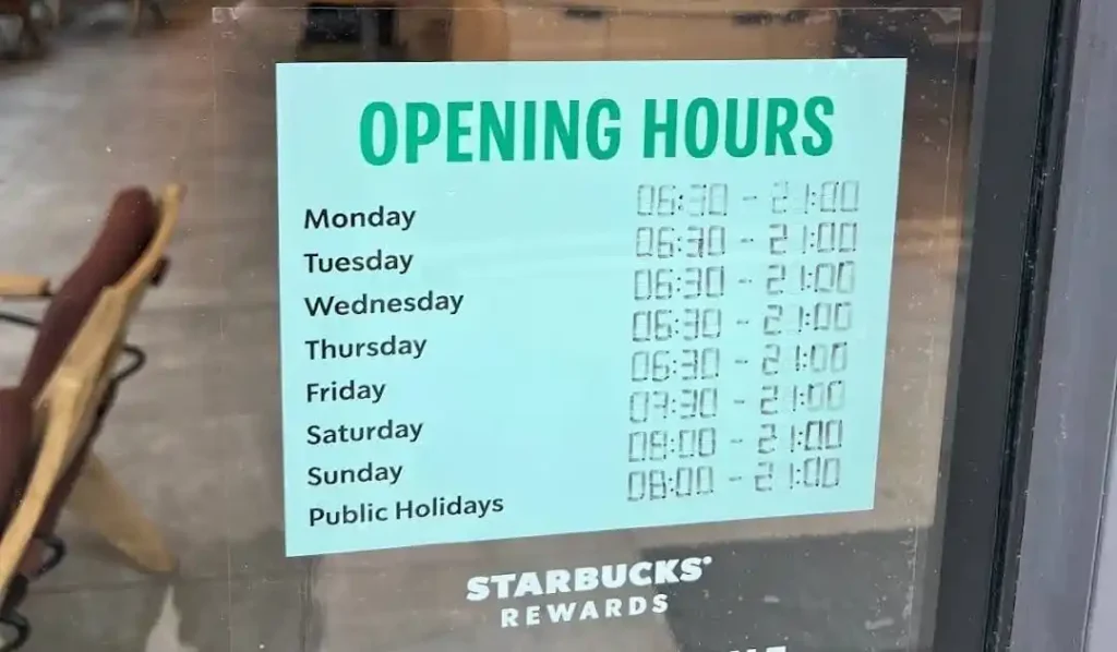 Starbucks Manchester Opening hours